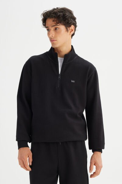 LEE L2520312001 Siyah Erkek Yarım Fermuarlı Regular Fit Sweatshirt