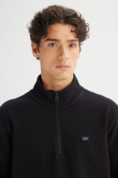 LEE L2520312001 Siyah Erkek Yarım Fermuarlı Regular Fit Sweatshirt