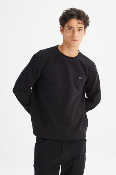 LEE L2520308001 Siyah Erkek Bisiklet Yaka Regular Fit Sweatshirt