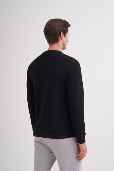 Cazador 51520 Siyah Erkek Bisiklet Yaka Slim Fit Sweatshirt