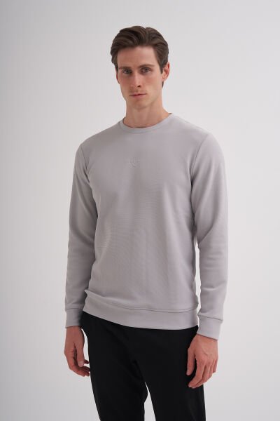 Cazador 51520 Gri Erkek Bisiklet Yaka Slim Fit Sweatshirt