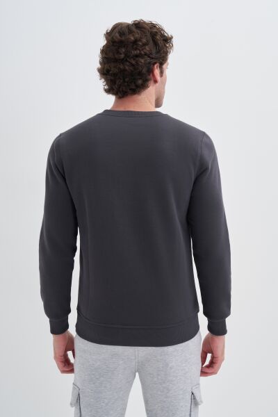 Cazador 56150 Antrasit Erkek Bisiklet Yaka Şardonlu Slim Fit Sweatshirt