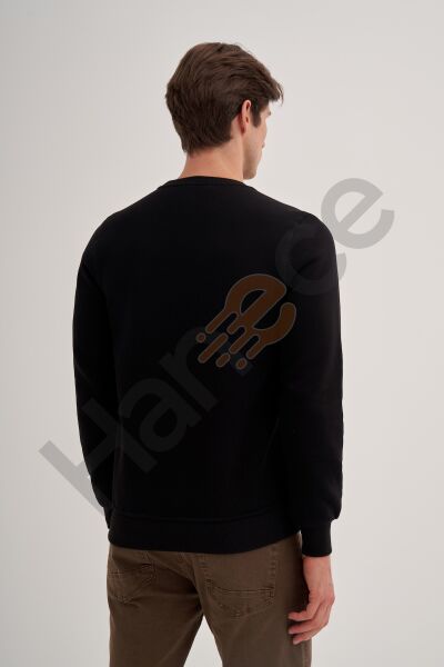Cazador 56150 Siyah Erkek Bisiklet Yaka Şardonlu Slim Fit Sweatshirt