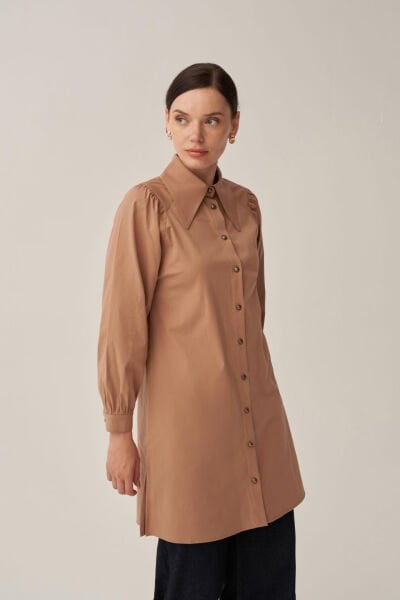 Allday BDX51348AL0 Vizon Kadın Sivri Yakalı Poplin Gömlek