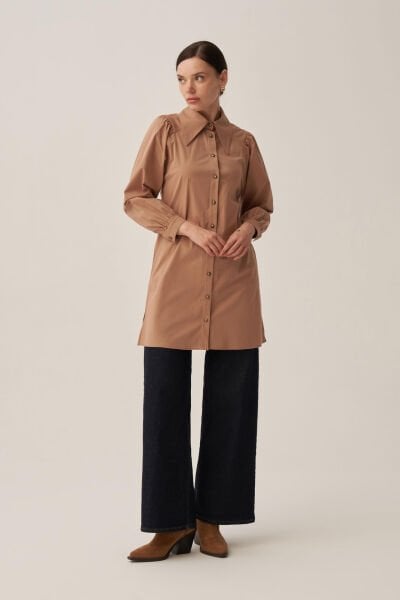 Allday BDX51348AL0 Vizon Kadın Sivri Yakalı Poplin Gömlek