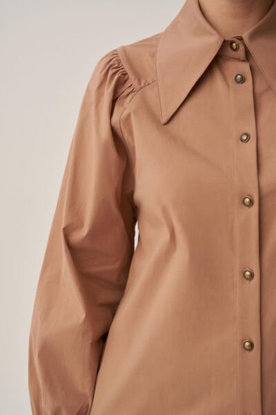 Allday BDX51348AL0 Vizon Kadın Sivri Yakalı Poplin Gömlek