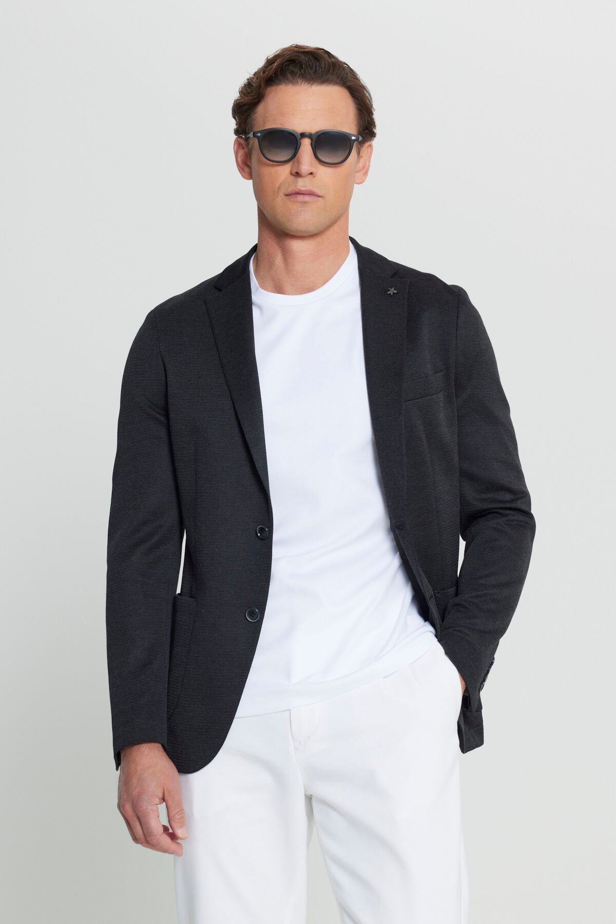 Altınyıldız ACE004252196 Siyah Erkek 6 Drop Slim Fit Astarsız Ceket