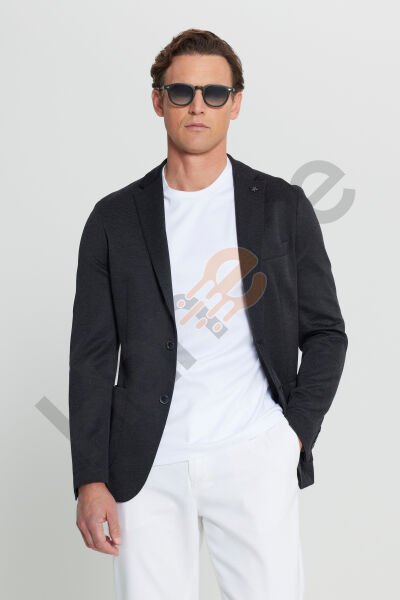 Altınyıldız ACE004252196 Siyah Erkek 6 Drop Slim Fit Astarsız Ceket