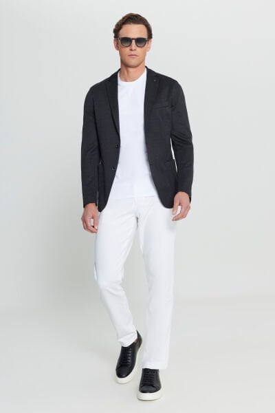 Altınyıldız ACE004252196 Siyah Erkek 6 Drop Slim Fit Astarsız Ceket