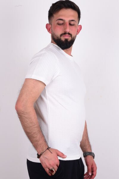 Cazador 24YCEEO04237 Beyaz Erkek Slim Fit Bisiklet Yaka Dar Kesim Tşört