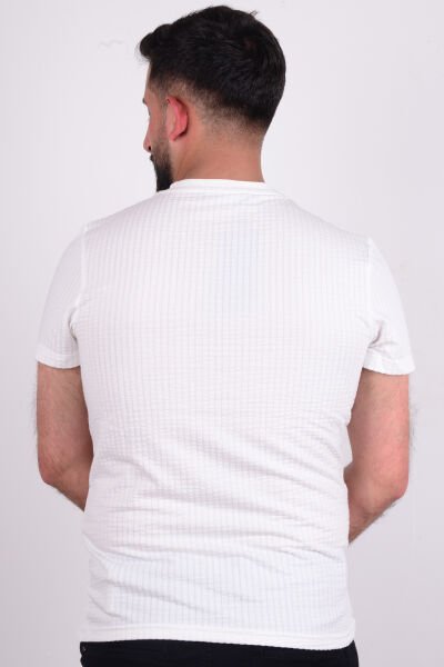 Cazador 24YCEEO04237 Beyaz Erkek Slim Fit Bisiklet Yaka Dar Kesim Tşört