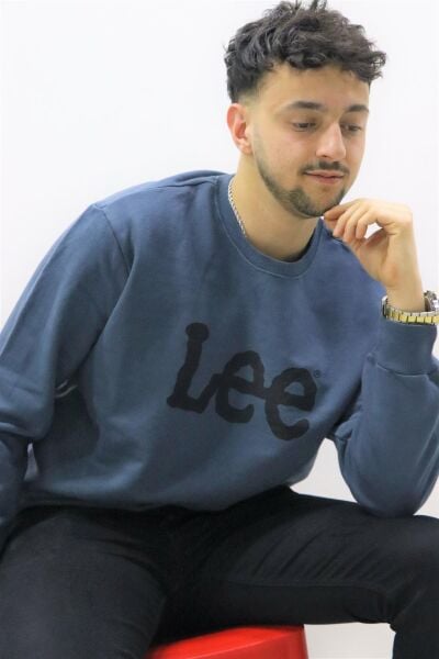 Lee L80XTJTG  Erkek Koyu Gri Bisiklet Yaka Sweatshırt