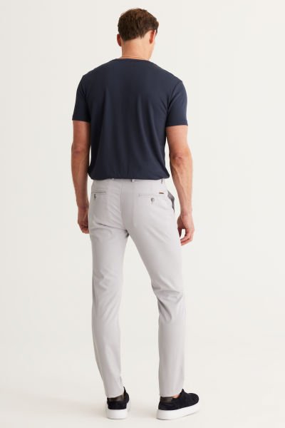 Altınyıldız 4A0123200095 Taş Erkek Erkek Slim Fit Dar Kesim Yan Cepli Pamuklu Diyagonal Desenli Esnek Keten Pantolon