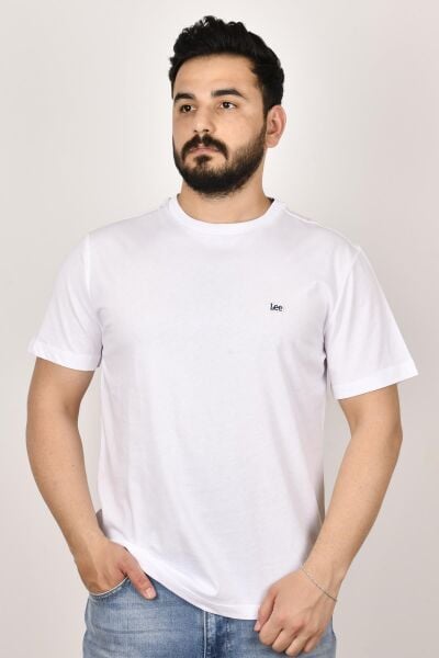 Lee L60UFQ12  Erkek Beyaz  Bisiklet Yaka T-shirt