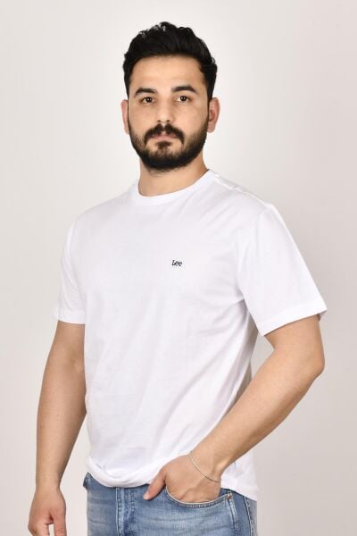 Lee L60UFQ12  Erkek Beyaz  Bisiklet Yaka T-shirt