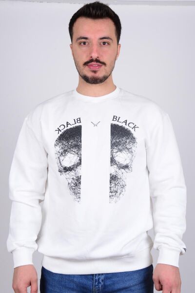 Cazador 5110 Ekru Bisiklet Yaka Önü Baskılı Erkek Sweat