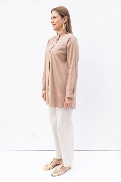 Allday BDX51345A0 Vizon Kadın Gold Dügmeli Pamuklu Poplin Gömlek