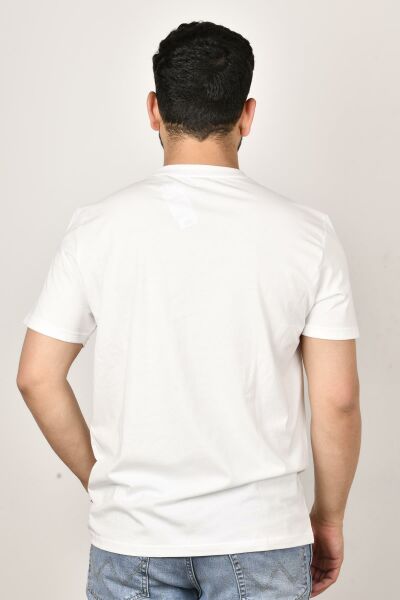 Lee L211918102 Erkek Beyaz Önü Yazılı Bisiklet Yaka T-shirt