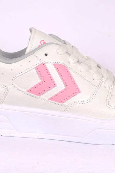 Hummel 900725-9144 HML KAYNO Bağcıklı Ortapedik Taban Deri Beyaz-Pembe Kadın Spor Ayakkabı