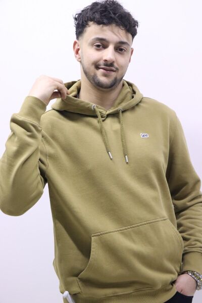 Lee L80YRY85 Erkek Yağ Yeşili Kapüşonlu Sweat