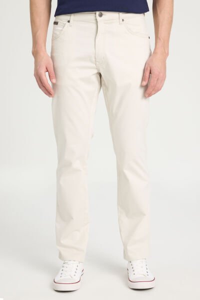 Wrangler W12SEAB26 Texas Slim Krem Erkek Keten Pantolon