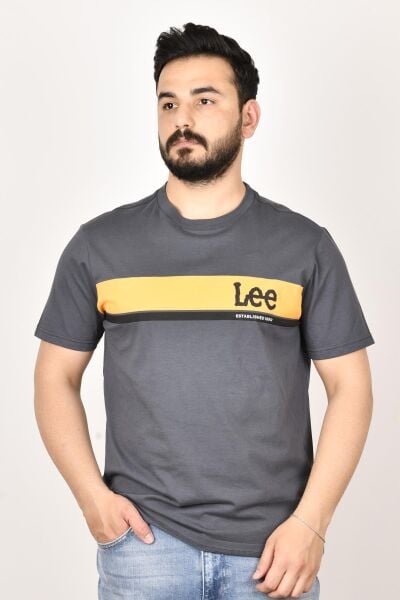 Lee L211918003  Antrasit Bisiklet Yaka Erkek T-shirt