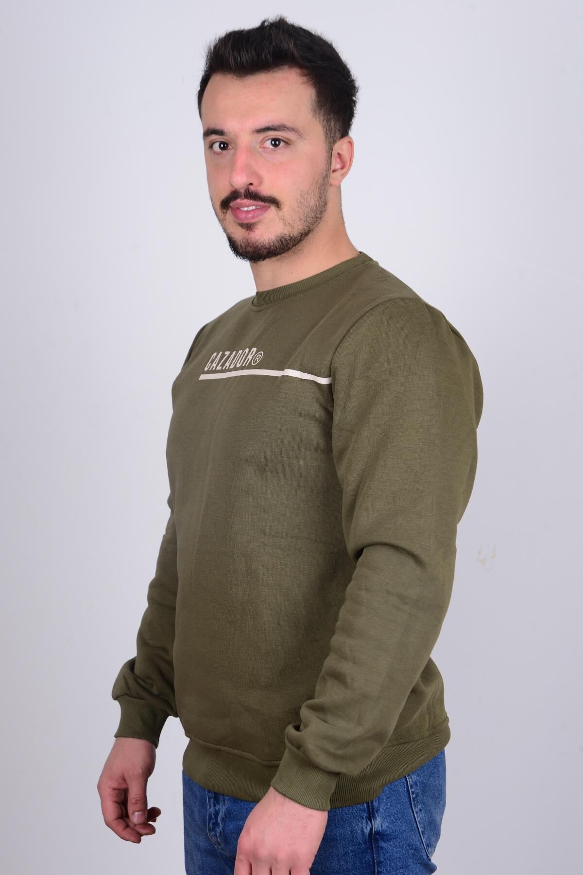 Cazador5128 Haki Cazador Baskılı Bisiklet Yaka Erkek Sweat