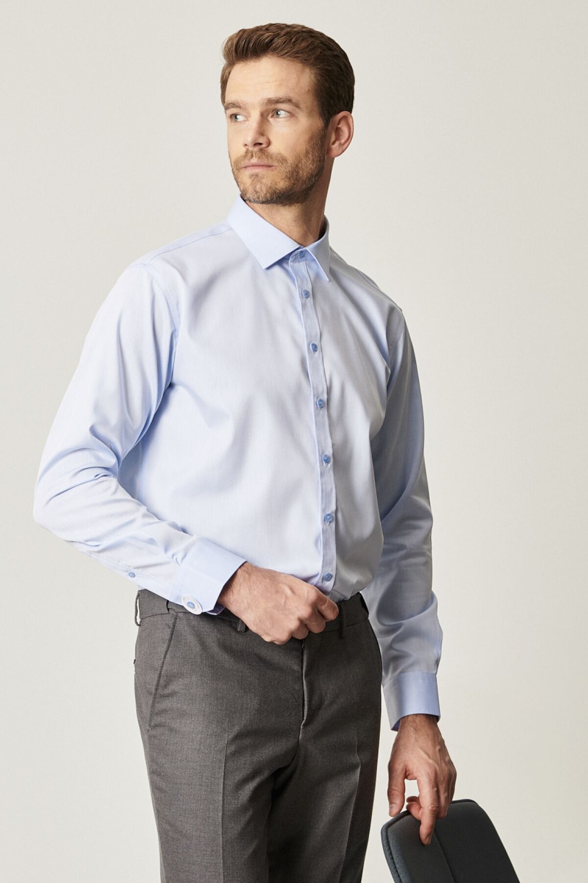 Altınyıldız YDA2000000019 Açık Mavi Erkek Non İron Comfort Fit Normal Kesim Normal Yaka Uzun Kol  Gömlek