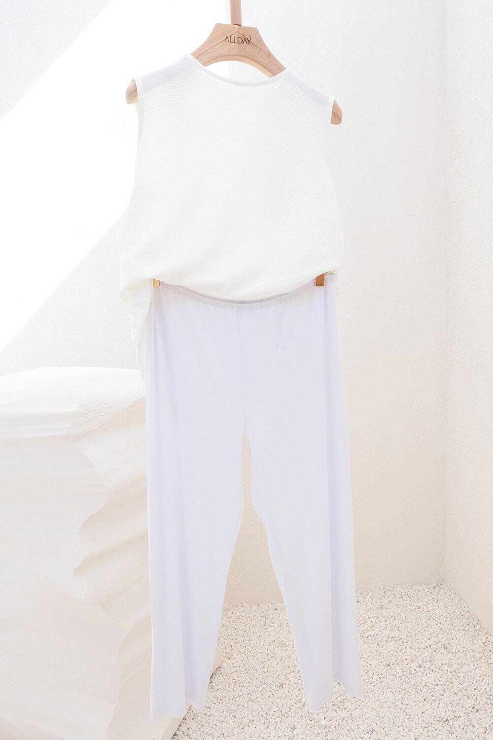 Allday BOX0004AL0 Beyaz Kadın Likralı Pantolon Astarı