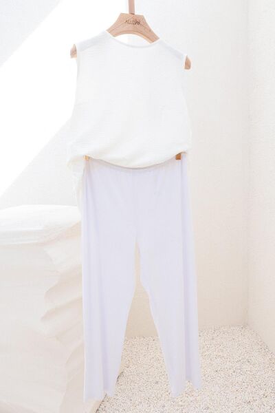 Allday BOX0004AL0 Beyaz Kadın Likralı Pantolon Astarı