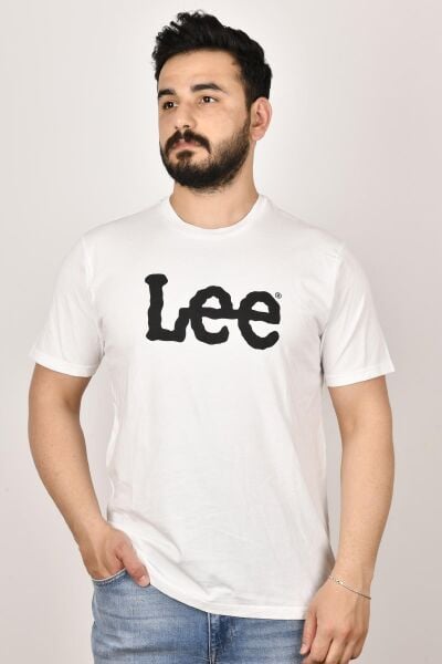 Lee L65QAI12 Erkek Beyaz Bisiklet Yaka T-shirt
