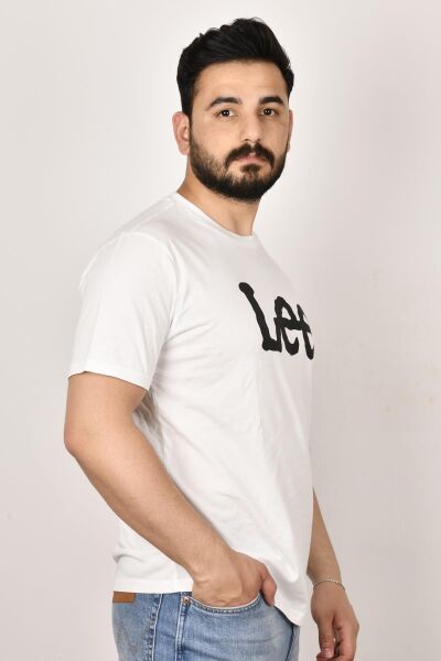Lee L65QAI12 Erkek Beyaz Bisiklet Yaka T-shirt