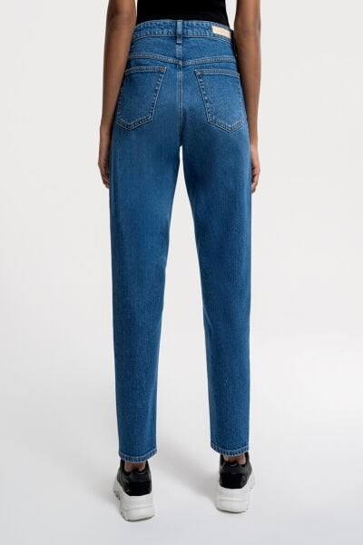 Loft 2036156 Mavi Kadın Mom Fit Yüksek Bel Dar Paça Kot Pantolon