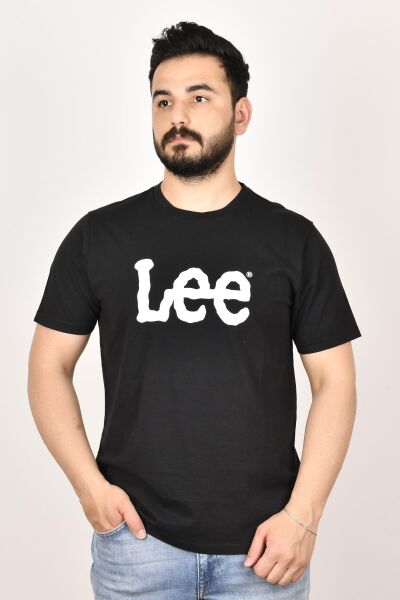 Lee L65QAI01 Erkek Siyah  Bisiklet Yaka T-shirt