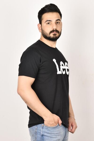 Lee L65QAI01 Erkek Siyah  Bisiklet Yaka T-shirt