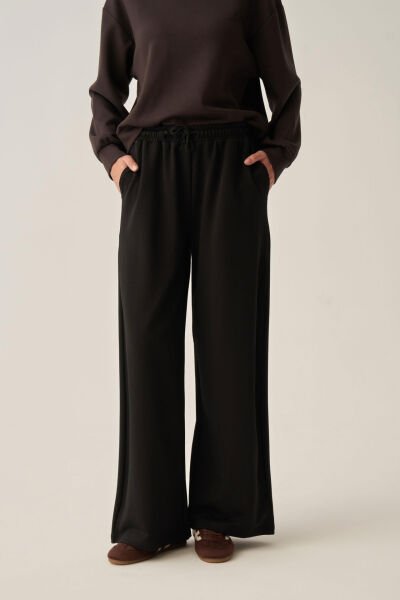 Allday BOB73036AL0 Siyah Kadın Pamuklu Bol Paça Eşofman Altı