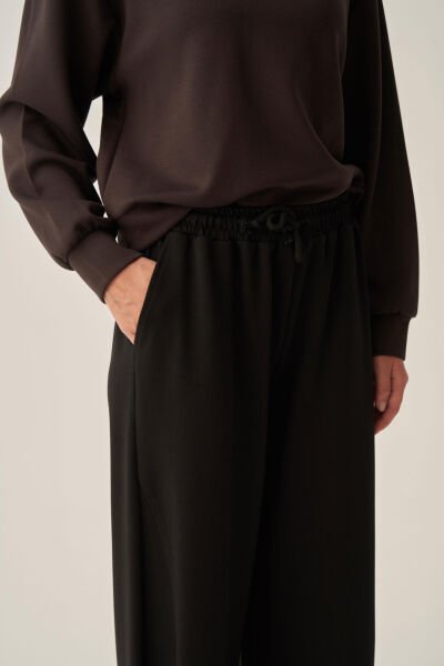 Allday BOB73036AL0 Siyah Kadın Pamuklu Bol Paça Eşofman Altı