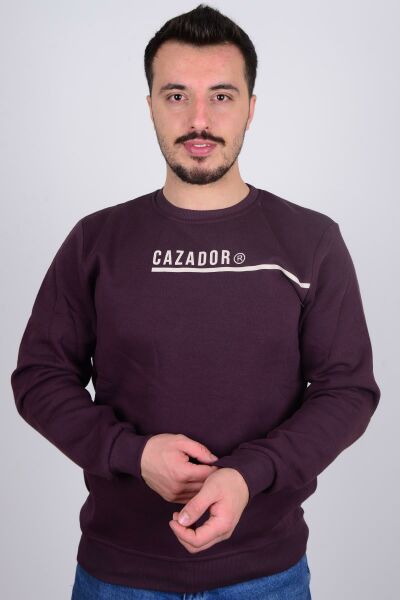 Cazador5128 Vişne Çürüğü Cazador Baskılı Bisiklet Yaka Erkek Sweat