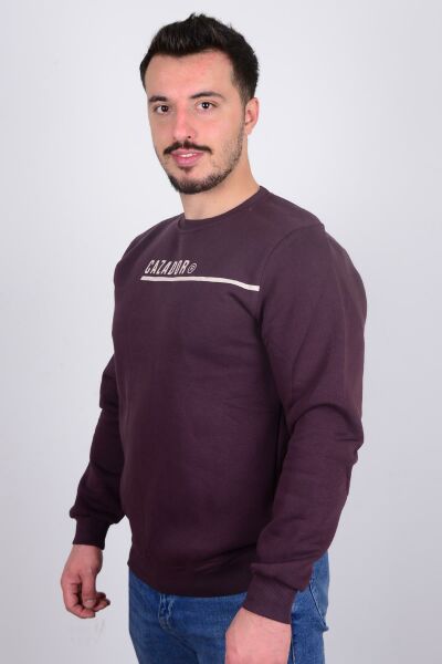 Cazador5128 Vişne Çürüğü Cazador Baskılı Bisiklet Yaka Erkek Sweat