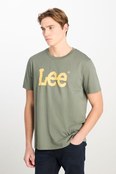 Lee ML65QAI801 Haki Erkek Regular Fit Normal Kesim %100 Pamuk Bisiklet Yaka Tişört