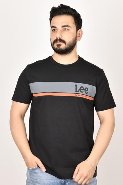 Lee L211918001 Erkek Siyah  Bisiklet Yaka T-shirt