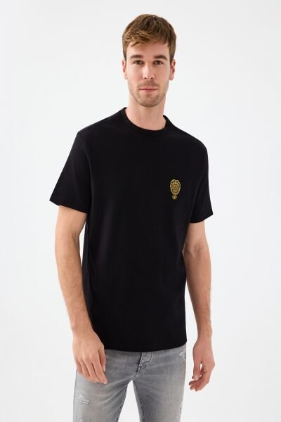 Loft 2038464 Siyah Erkek Bisiklet Yaka Bakılı Regular Fit T-shirt