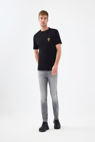 Loft 2038464 Siyah Erkek Bisiklet Yaka Bakılı Regular Fit T-shirt