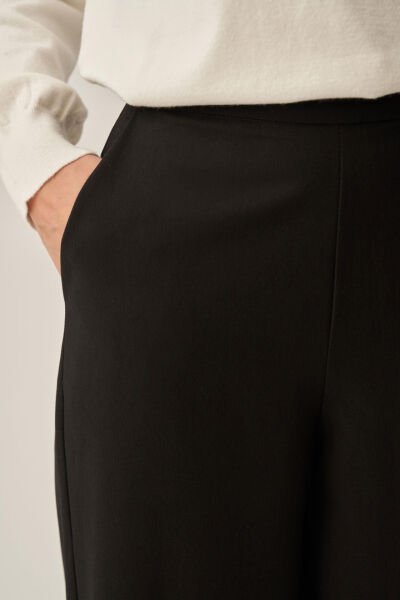 Allday B77140A0 Siyah Kadın Dökümlü İnterlok Ofis Pantolon