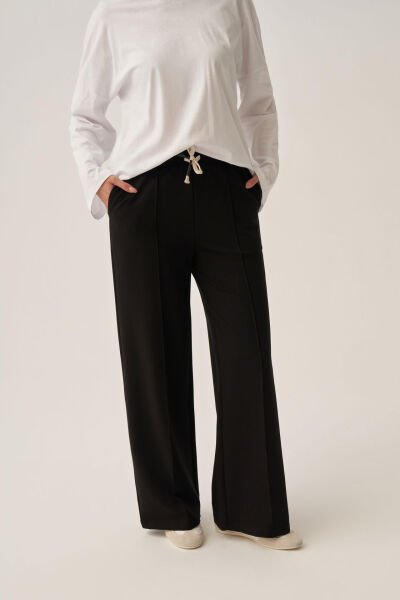 Allday BOB73028AL0 Siyah Kadın Yumuşak Dokulu Bol Paça Eşofman Altı