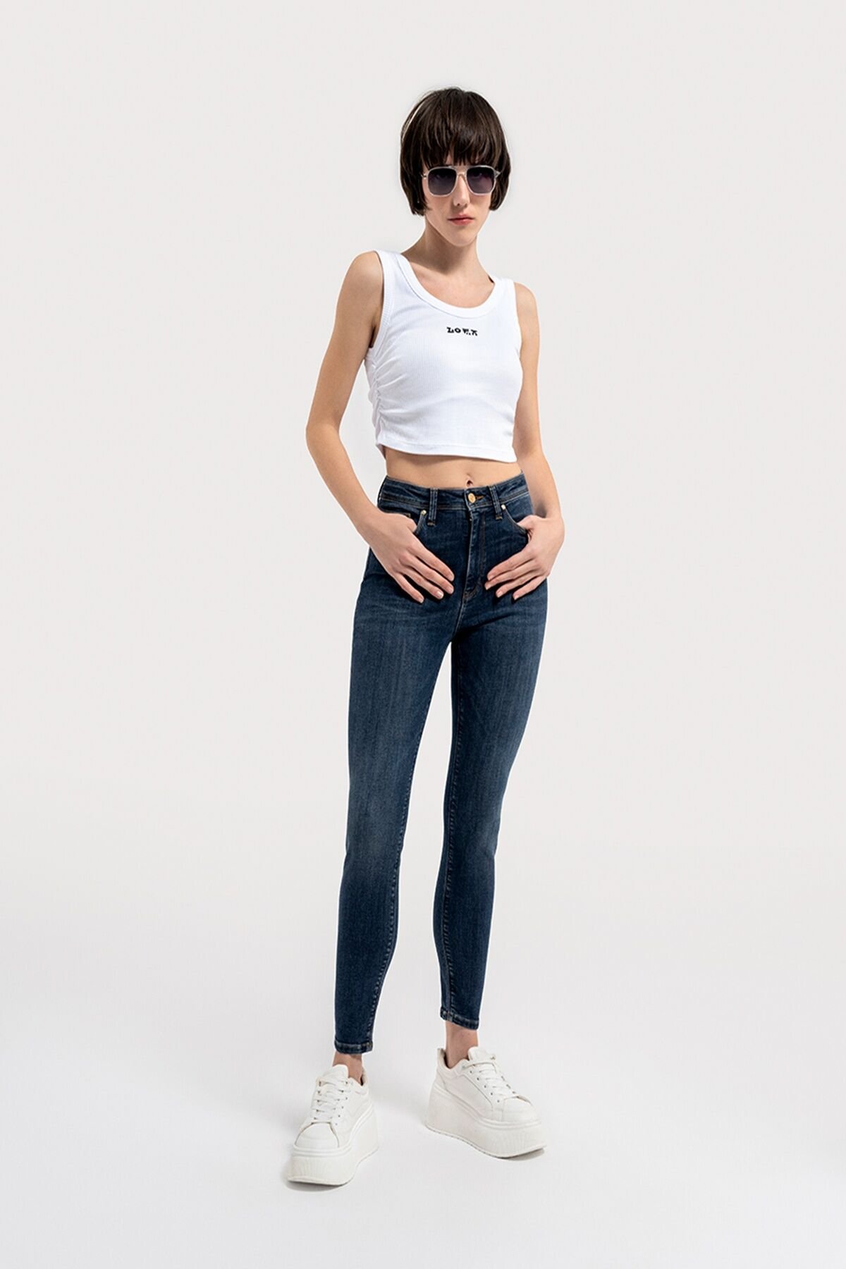 Loft 2036025 Mavi Kadın Natalie Skinny Fit Yüksek Bel Dar Paça Kot Pantolon