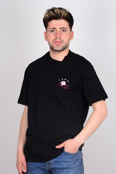 Wrangler W231233001 Siyah Arkası Baskılı Bisiklet Yaka Erkek T-shirt