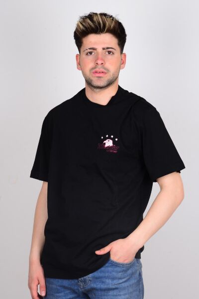 Wrangler W231233001 Siyah Arkası Baskılı Bisiklet Yaka Erkek T-shirt