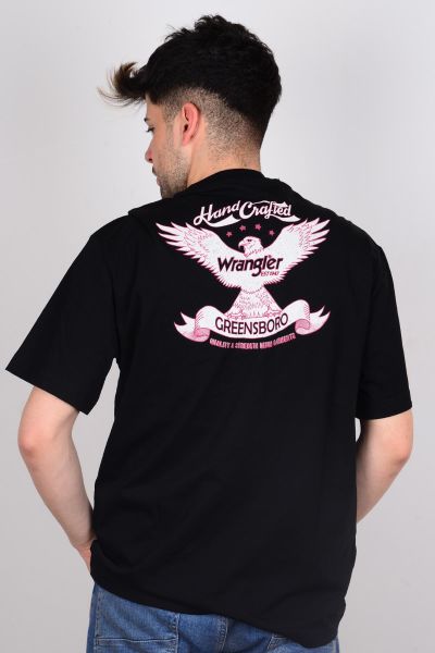 Wrangler W231233001 Siyah Arkası Baskılı Bisiklet Yaka Erkek T-shirt