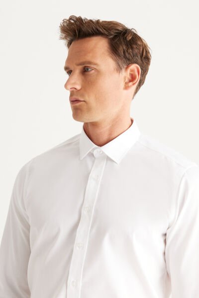 Altınyıldız 4A2000000007 Beyaz Erkek Slim Fit Yakalı %100 Pamuk Uzun Kol Gömlek